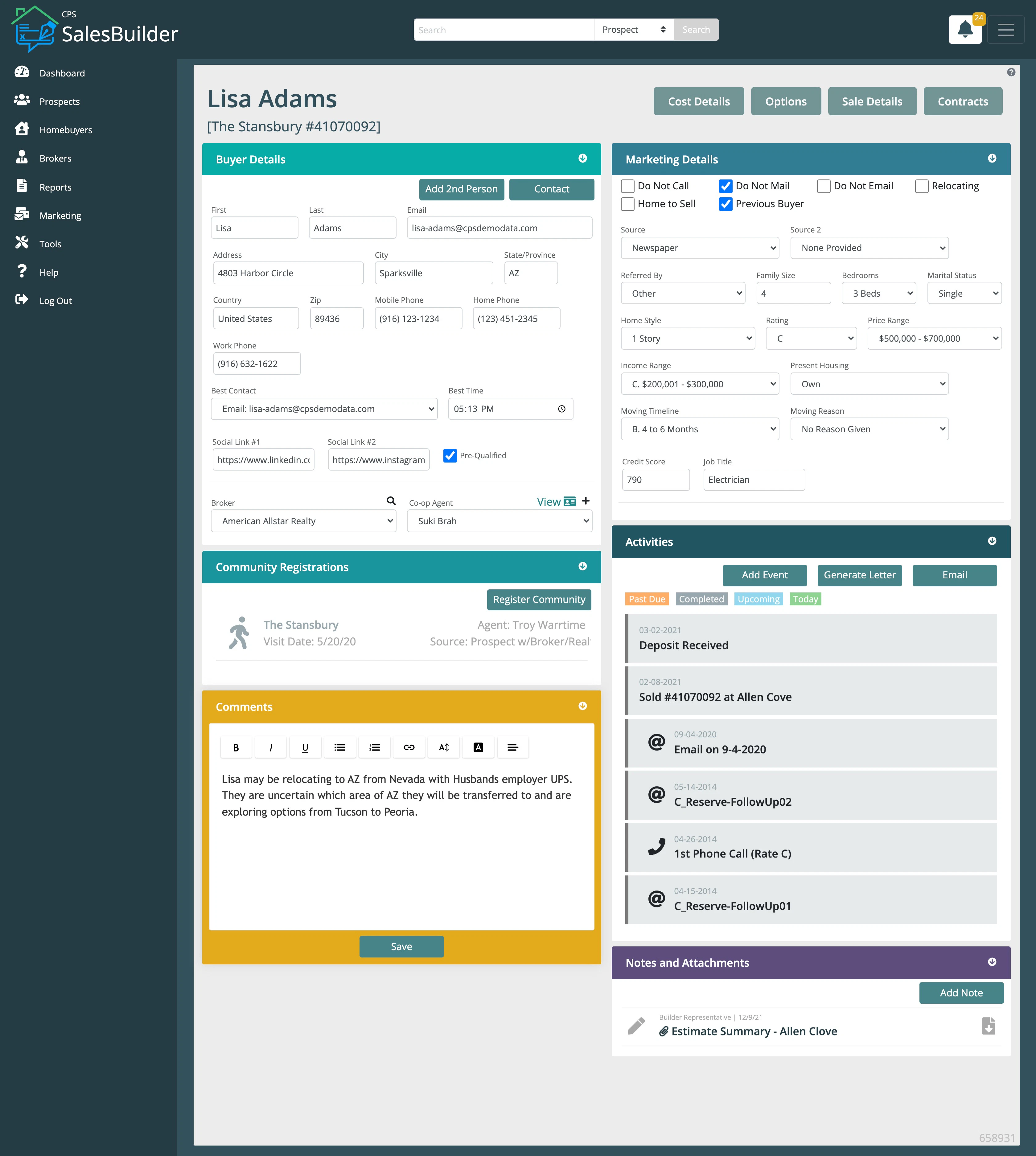 screenshot of SalesBuilder CRM